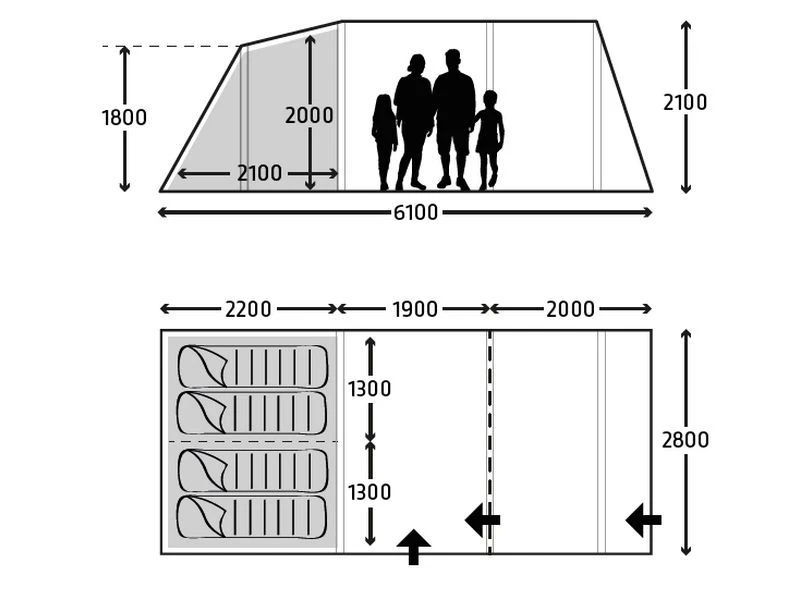 Kampa Opblaasbare Tent Hayling 4 Air 4 Kampa Opblaasbare Tent Hayling 4 Air - Afbeelding 2