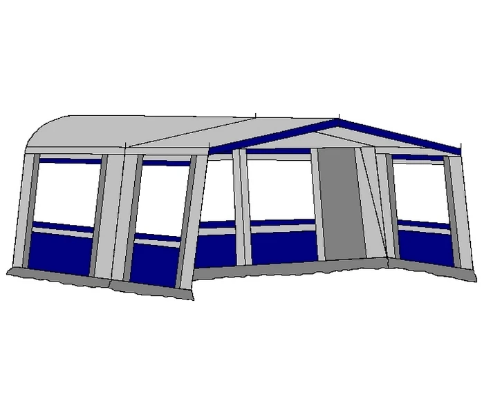 Hele Luifel Voor Voortent Aanritsbaar De Vaart Lux Serie Blauw. 3 Hele Luifel Voor Voortent Aanritsbaar De Vaart Lux Serie Blauw.