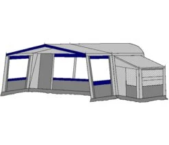 Te Velde Voortent De Vaart Standaard 310 Cm. -Sporten Buiten Kamperen te velde voortenten met uitbouw en luifel de vaart standaard blauw33